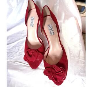 Vintage Isaac Mizrahi Couture Red suede Heels - Made in Italy - Size 7